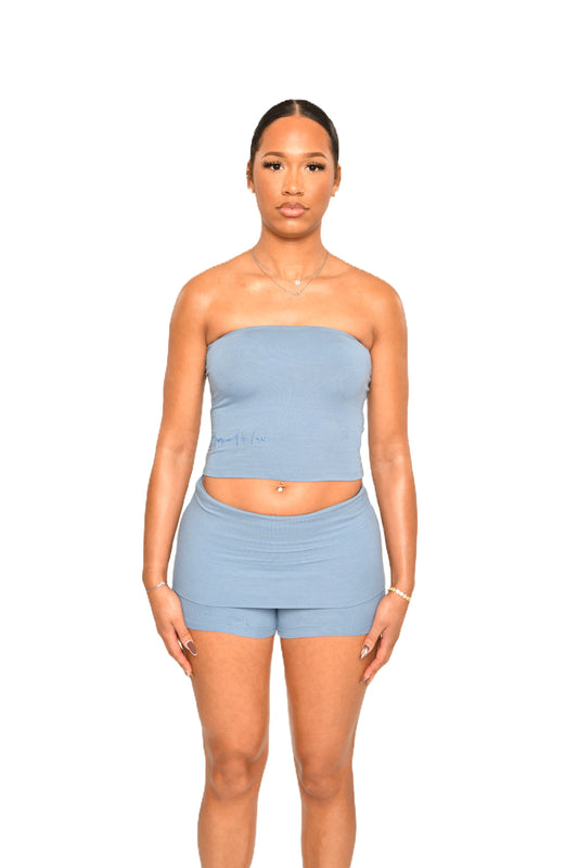 'MALIKA' Fold Over Shorts and Tube Top image 0