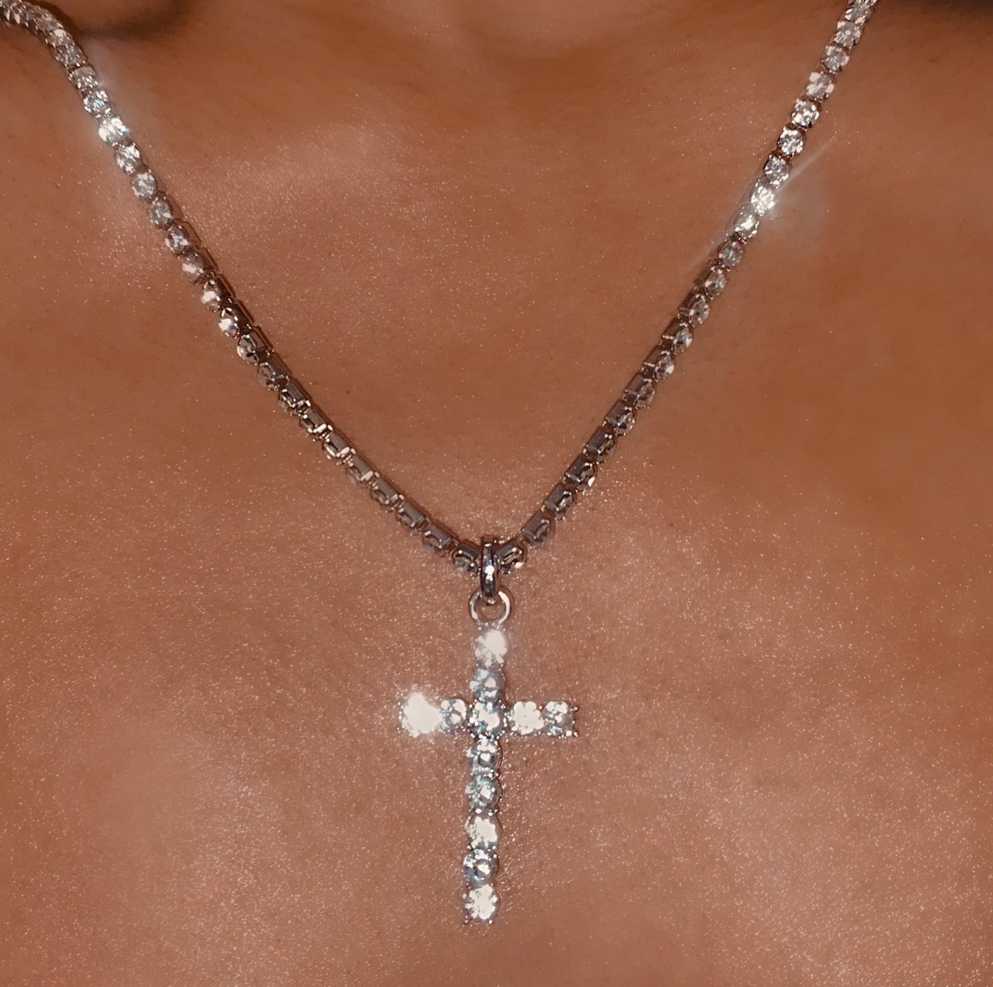 Diamanté Cross Pendant Necklace image 5