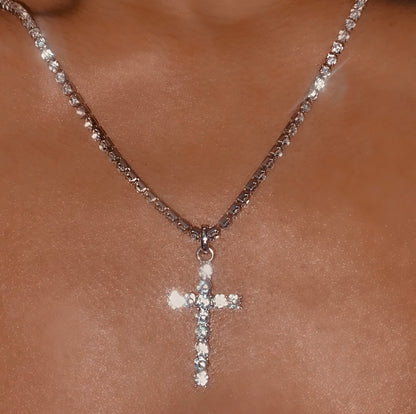 Diamanté Cross Pendant Necklace image 5