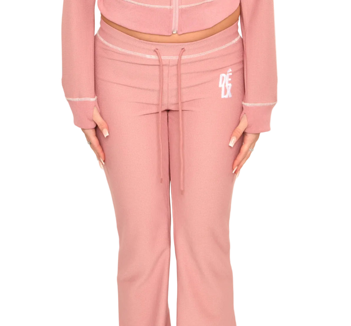 DÉLX Waffle Trousers In 'Dusty Pink' image 0