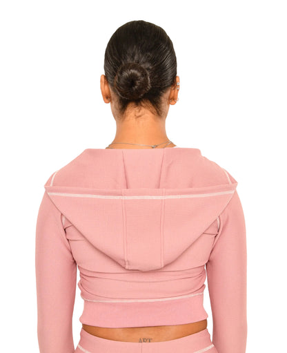 DÉLX Waffle Top In 'Dusty Pink' image 3