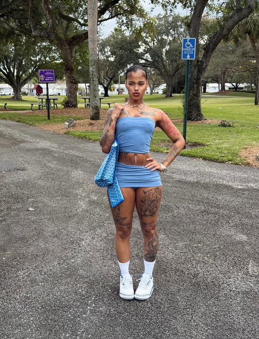 'MALIKA' Fold Over Shorts and Tube Top