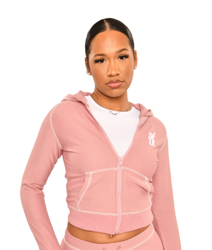 DÉLX Waffle Top In 'Dusty Pink' image 4