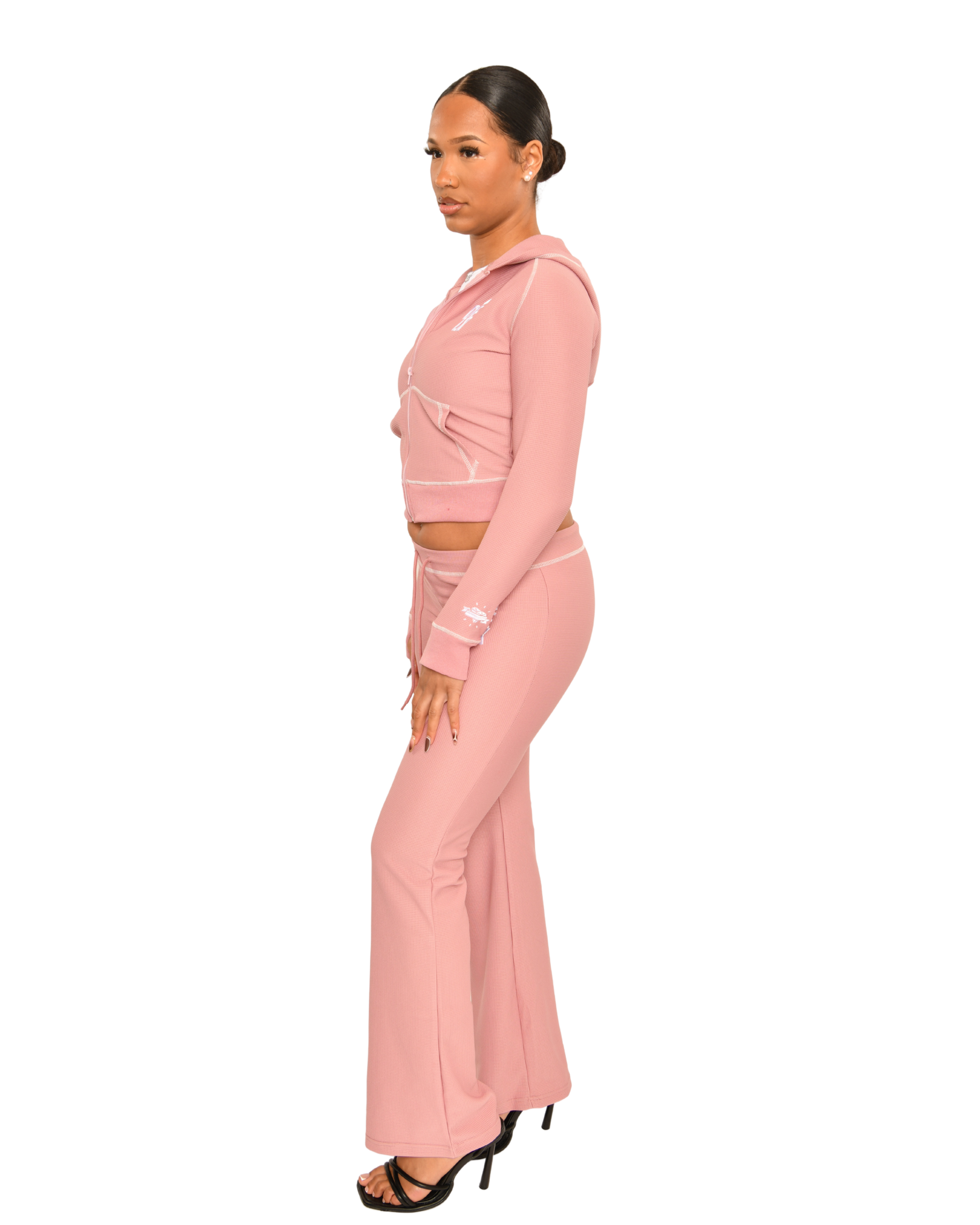 waffle knit lounge set for women – cozy winter tracksuit in soft stretch fabric